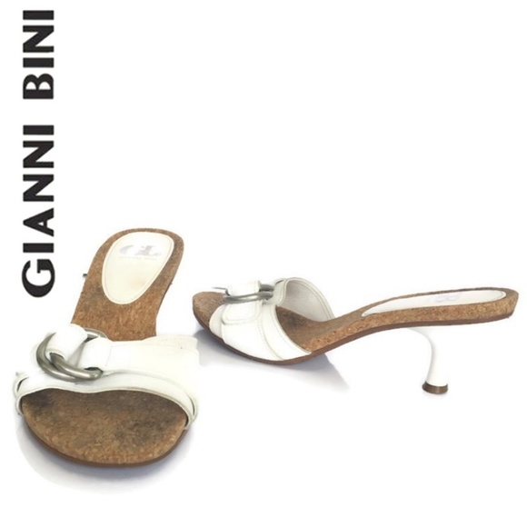 Gianni Bini Shoes - Gianni Bini Sandal Cork Bed Kitten Heel White 8.5
